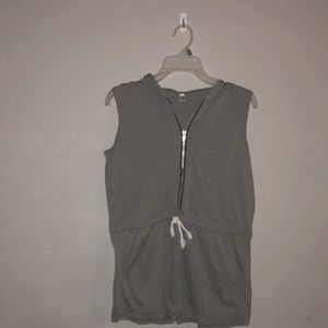 Hooded Gray Romper Shorts